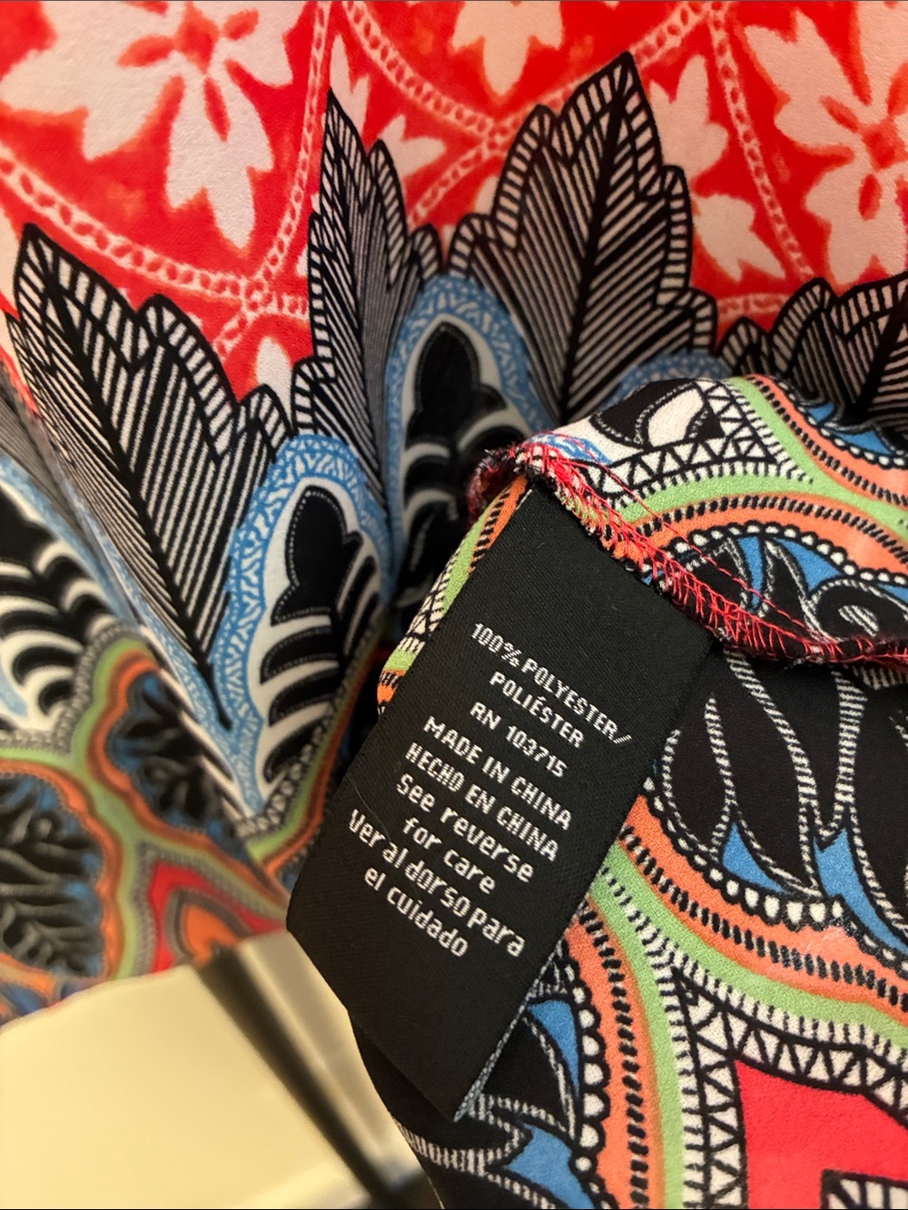 💕 Zac & Rachel Coral Red & White Floral Boho Mixed Print Sleeveless Blouse Large - Picture 4 of 6